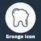 Grunge line Broken tooth icon isolated on grey background. Dental problem icon. Dental care symbol. Monochrome vintage