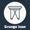 Grunge line Camping portable folding chair icon isolated on grey background. Rest and relax equipment. Fishing seat