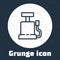 Grunge line Car air pump icon isolated on grey background. Monochrome vintage drawing. Vector