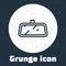 Grunge line Car mirror icon isolated on grey background. Monochrome vintage drawing. Vector