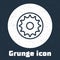 Grunge line Chakra icon isolated on grey background. Monochrome vintage drawing. Vector