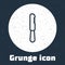 Grunge line Disposable plastic knife icon isolated on grey background. Monochrome vintage drawing. Vector Illustration.