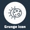 Grunge line Eclipse of the sun icon isolated on grey background. Total sonar eclipse. Monochrome vintage drawing. Vector