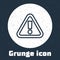 Grunge line Exclamation mark in triangle icon isolated on grey background. Hazard warning sign, careful, attention