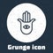 Grunge line Hamsa hand icon isolated on grey background. Hand of Fatima - amulet, symbol of protection from devil eye