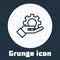 Grunge line Hand settings gear icon isolated on grey background. Adjusting, service, maintenance, repair, fixing
