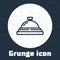 Grunge line Hotel service bell icon isolated on grey background. Reception bell. Monochrome vintage drawing. Vector