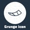 Grunge line Hunting horn icon isolated on grey background. Monochrome vintage drawing. Vector