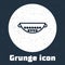 Grunge line Kitchen colander icon isolated on grey background. Cooking utensil. Cutlery sign. Monochrome vintage drawing