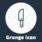 Grunge line Knife icon isolated on grey background. Cutlery symbol. Monochrome vintage drawing. Vector