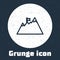 Grunge line Mountains with flag on top icon isolated on grey background. Symbol of victory or success concept. Goal