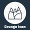Grunge line Mountains icon isolated on grey background. Symbol of victory or success concept. Goal achievement