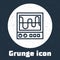 Grunge line Oscilloscope measurement signal wave icon isolated on grey background. Monochrome vintage drawing. Vector