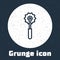 Grunge line Pizza knife icon isolated on grey background. Pizza cutter sign. Steel kitchenware equipment. Monochrome
