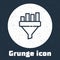 Grunge line Sales funnel with chart for marketing and startup business icon isolated on grey background. Infographic