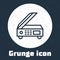 Grunge line Scanner icon isolated on grey background. Scan document, paper copy, print office scanner. Monochrome