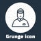 Grunge line Seller icon isolated on grey background. Monochrome vintage drawing. Vector Illustration.