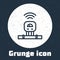 Grunge line Smart sensor system icon isolated on grey background. Internet of things concept with wireless connection