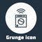 Grunge line Smart washer system icon isolated on grey background. Washing machine icon. Internet of things concept with