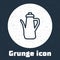 Grunge line Teapot icon isolated on grey background. Monochrome vintage drawing. Vector