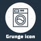Grunge line Washer icon isolated on grey background. Washing machine icon. Clothes washer - laundry machine. Home appliance symbol