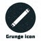 Grunge Long luminescence fluorescent energy saving lamp icon isolated on white background. Monochrome vintage drawing