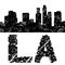 Grunge Los Angeles skyline with text