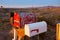 Grunge mail boxes in a row at Arizona desert