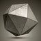 Grunge metallic3d spherical object created from triangles, futuristic spatial design model.