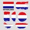 Grunge Netherlands flags set. Vector stock illustration