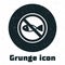Grunge No fishing icon isolated on white background. Prohibition sign. Monochrome vintage drawing. Vector