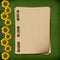 Grunge notebook with sunflowers