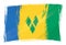 Grunge painted Saint Vincent and the Grenadines flag