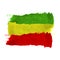 Grunge painted scratched texture background . EPS10 illustration reggae colors green, yellow, red