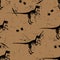 Grunge pattern with dinosaur skeleton, footprints and black grunge texture