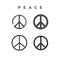 grunge peace sign set, Vector illustration of peace symbol with dirty texture