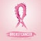 Grunge pink ribbon. Breast cancer awareness symbol.