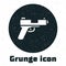 Grunge Pistol or gun icon isolated on white background. Police or military handgun. Small firearm. Monochrome vintage