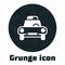 Grunge Police car and police flasher icon isolated on white background. Emergency flashing siren. Monochrome vintage