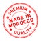 Grunge premium quality made in Morocco round rubber stamp on white background