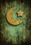 Grunge ramadan card with moon and star
