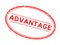 Grunge red advantage word oval rubber stamp on white background