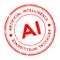 Grunge red AI abbreviation of Artificial intelligence word round rubber seal stamp on white background