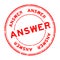 Grunge red answer word round rubber stamp on white background