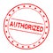Grunge red authorized word round rubber seal stamp on white background