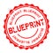 Grunge red blueprint word round rubber stamp on white background