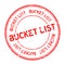 Grunge red bucket list word round rubber business stamp on white background