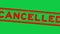 Grunge red cancelled word square rubber stamp zoom out from green background