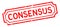 Grunge red consensus word rubber business stamp on white background