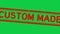 Grunge red custom made word square rubber stamp zoom in green background